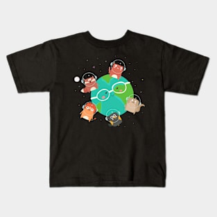 Cute animals in space - Friends stick together Kids T-Shirt